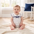 thumbnail image 6 of ZACPNCV Baby Girl Romper Short Sleeve Baby Bodysuit Pleated Romper Jumpsuit Infant Girl Clothes Blue 12-18 Months, 6 of 6