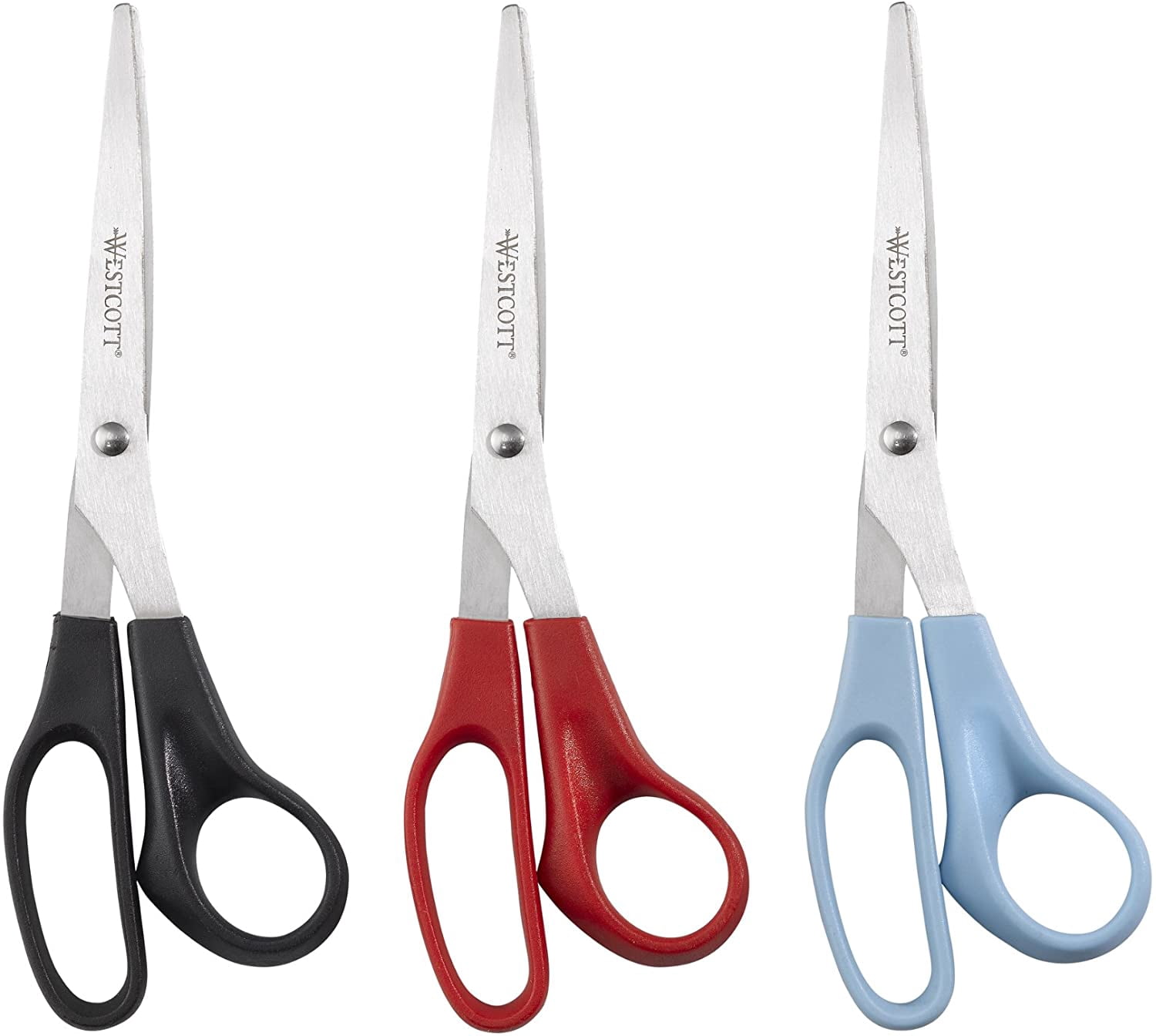 Westcott All-Purpose Bent Scissors – 8-Inch, Pack Of 3, 5-Year Warranty