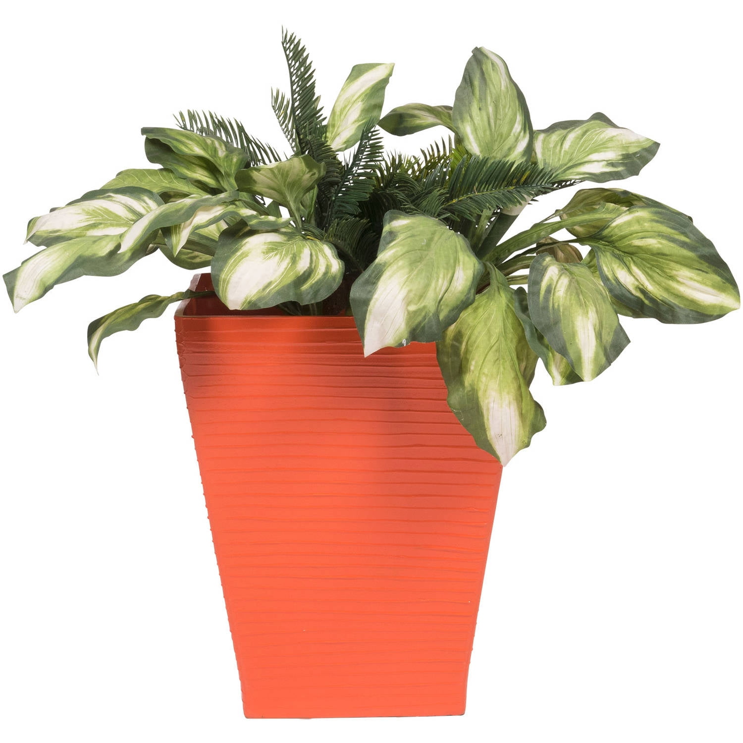 PoliVaz Modern Square Planter, Orange, Large
