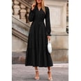 thumbnail image 2 of Vestido PRETTYGARDEN Maxi Negro de Manga Larga con Escote en V XL, 2 of 8