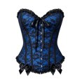 thumbnail image 6 of Women's Vintage Halloween Costume Corset Sweetheart Neckline Floral Lace Trim Bustier Top with Ribbon Bows for Renaissance Gothic Cosplay Party Wear, 6 of 6