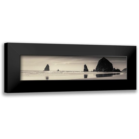 Horsfall, Gary 14x6 Black Modern Framed Museum Art Print Titled - Haystack Rock