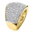 thumbnail image 2 of Womens 14K Gold Pave Natural Diamond Fashion Ring Unique Wedding Band (Yellow Gold Size 9.5), 2 of 3