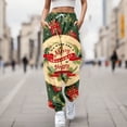 thumbnail image 2 of Gibobby pantalones negros mujer Leggings elásticos largos de Navidad para mujer, cinturón con estampado de árbol de Papá Noel y de nieve, pantalón diario informal (Marrón, M), 2 of 4
