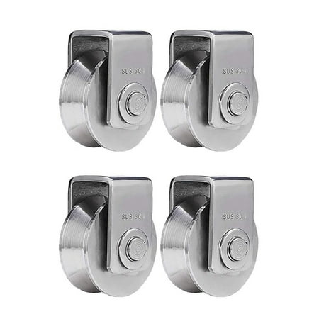 

4Pcs 2 Inch V Type Pulley Roller 304 Stainless Steel Sliding Gate Roller Wheel Bearing for Material Handling and Moving