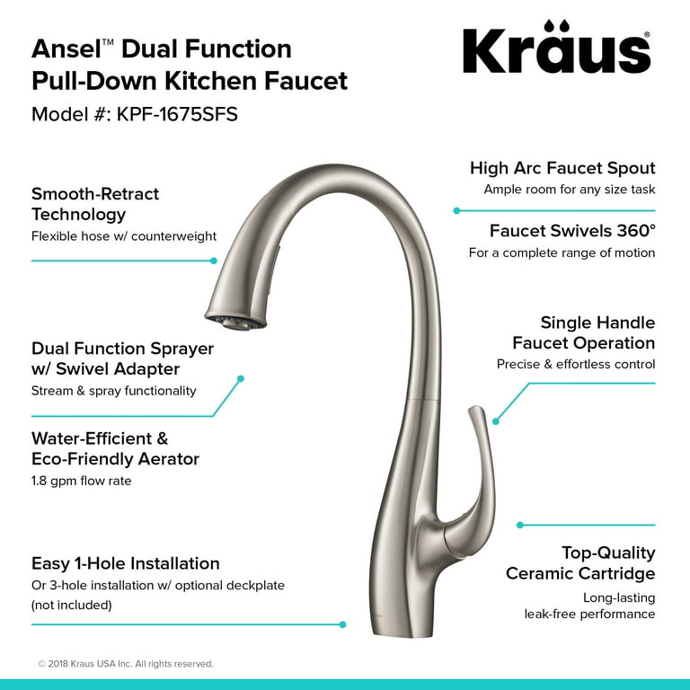 Spot Free Ansel Single-Handle Pull-Down Sprayer Kitchen Faucet in All-Brite Stainless Steel Spot Free Ansel Single-Handle Pull-Down Sprayer Kitchen Faucet in All-Brite Stainless Steel