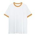 thumbnail image 2 of Fznquz Short Sleeve Mens Shirts Orange Cotton Casual Crew Neck Ringer Boys Tshirts L, 2 of 6
