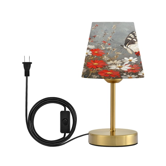 Wobogo Flower Butterfly Table Lamps Three-channel Adjustable Lighted Antique Brass Metal Base Simple Modern Style for Bedroom Nightstands Living Room and Office