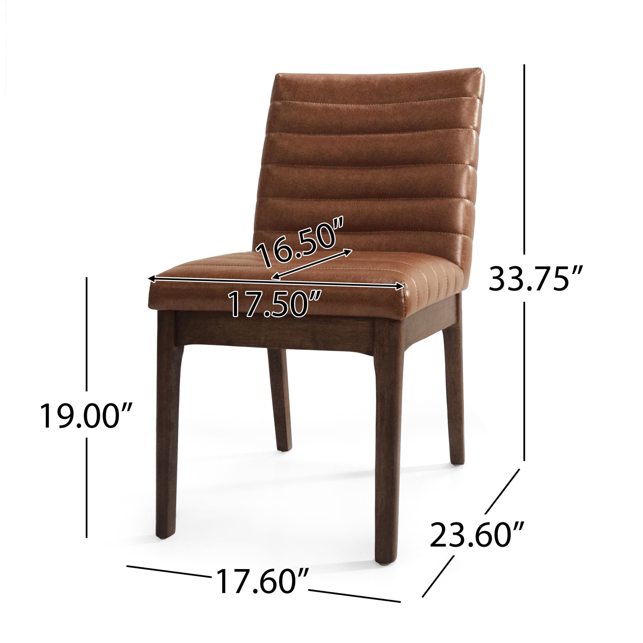 Christopher Knight Home Mid-Century Modern 7-Piece Dining Set with 6 PU Upholstered Chairs, Wood Frame, Cognac