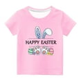 thumbnail image 1 of Penkiiy T-Shirts de Pâques pour Enfants Garçons Filles Mode Oreilles de Lapin de Pâques Œufs de Pâques Imprimé Col Rond Manches Courtes 3 Ans Rose, 1 of 4