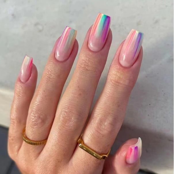 24 piezas de uñas postizas decoradas cuadradas medianas cortas realistas con pegamento Deng Xun unisex