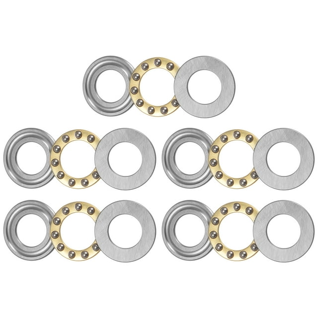 Unique Bargains Roulement à Billes de Butée F12-21M 11x21x5mm en Laiton avec Rondelles, Lot de 5