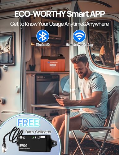 ECO-WORTHY 12V 280AH Lifepo4 Lithium Battery Bluetooth with SOC LEDs, Bulit-in 300A BMS, Low Temp Protection, 15000+ Deep Cycles, 3584Wh Energy for Off-Grid, RV, Solar Power System, HomeBackup