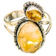 thumbnail image 2 of Rough Citrine Ring Size 7.75 (925 Sterling Silver)  - Handmade Boho Vintage Jewelry RING119552, 2 of 2