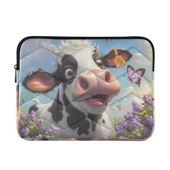 JIALIOU Laptop Sleeve Case with Zipper 13-13.3/15-16 Inch Compatible with MacBook HP Lenovo Dell ASUS Acer, Cute Cow with Butterfly