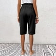 thumbnail image 4 of Blmnix Bermuda Shorts Women Shorts Pleated Linen Shorts Short High Black Womens Shorts Casual,S, 4 of 7