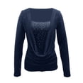 thumbnail image 4 of Womens Athletic Tops Long Sleeve Compression Shirt Women Short Sleeve T Shirts Womens Long T Shirts Pack Sleeved Sleeves Women Loose Workout Shirt And Set Blue XXL, 4 of 5