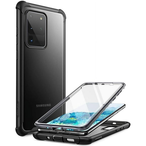 Clayco Forza Series Case for Samsung Galaxy S20 Ultra, Built-in Screen Protector Compatible with Fingerprint ID, Full-Body Rugged Cover, 6.9 inch, 2020 Release (Black)