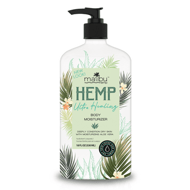 Malibu Hemp Ultra Healing Body Moisturizer for Dry Skin, 18oz