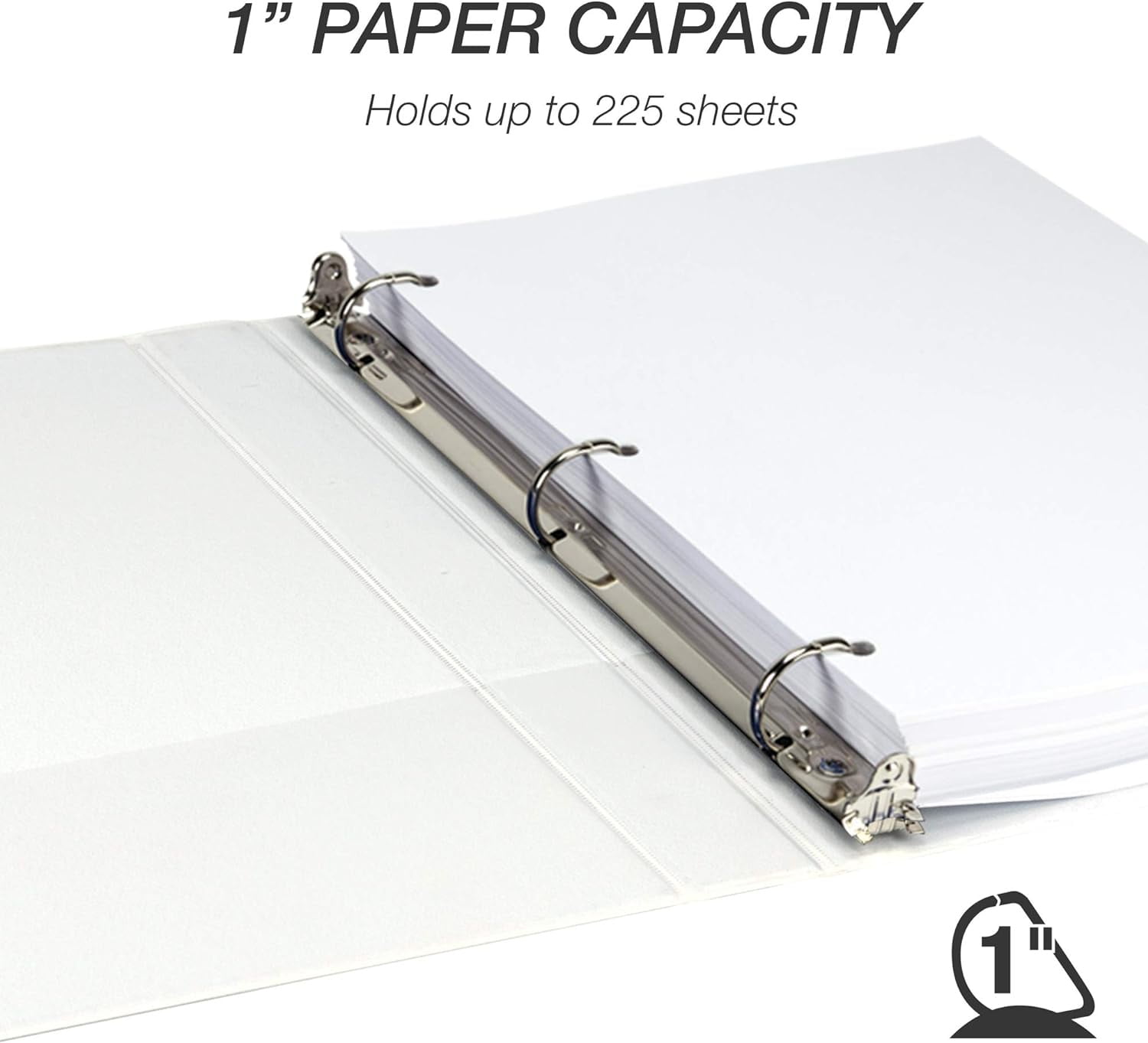 Samsill Durable 1 Inch Binder- - D Ring Binder - Customizable Clear View Cover - White, 4 Pack - Each holds 225 Pages