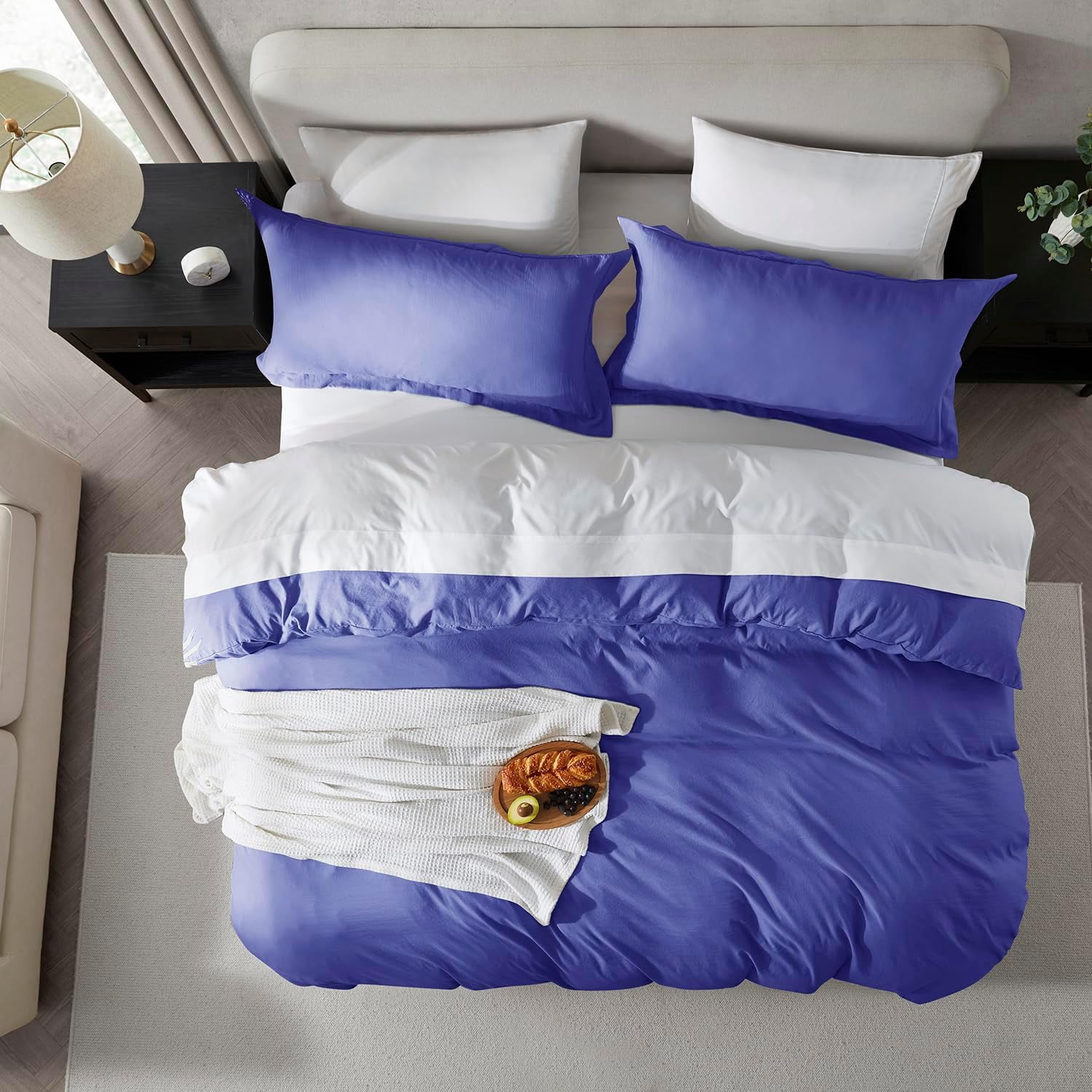 LammaLoe Duvet Cover Queen Size, Soft Prewashed 3-Piece Duvet Cover Bedding Set with Pillow Shams, Royal Blue