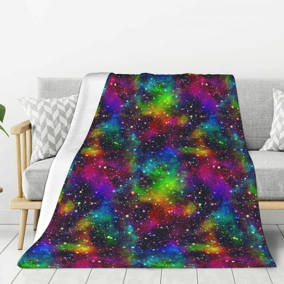 Zeuib Bright Universe Print Fleece Throw Blanket,Plush Fluffy Large Big Blanket,Soft Lightweight Plush Throw for Couch and Bed, for All Seasons-40"x30"