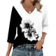 thumbnail image 2 of Mujeres 3/4 Manga Tops Cuello en V Raglan Suéter Impreso Blusas Casuales para el Trabajo Diario Primavera Verano Moda, 2 of 9