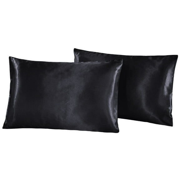 Set of 2 Silky Satin Pillowcase Pillow Case Cushion Cover Standard Queen King