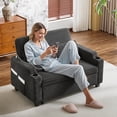 thumbnail image 2 of Ktaxon Sofa Bed, Corduroy Mechanical Pull-Out Loveseat, Convertible Couch for Living Room, Apartment Dark Gray, 2 of 12
