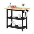 thumbnail image 3 of Pemberly Row 3-Tier Butcher Block Kitchen Prep Island with Drawer- Black Wood, 3 of 10