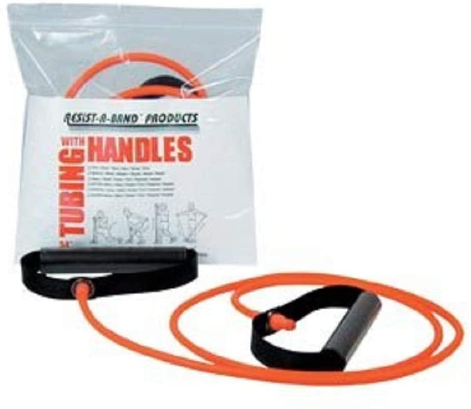 Pack of 10 Exercise Tubing with Handles, Orange 5.1" width. 54" length