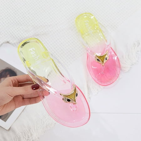 

Gnobogi Womens Sandals Women s Sandwich Beach Sandals Outwear Mules Gradient Beach Shoes Herringbone Slippers Beach Holiday Shoes Yellow