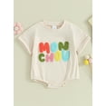 thumbnail image 2 of Bslissey Baby Boys Girls Summer Romper 3M 6M 12M 18M Short Sleeve Letter Embroidery One Piece Jumpsuit Newborn Infant Crew Neck Bodysuit Cute Clothes, 2 of 9