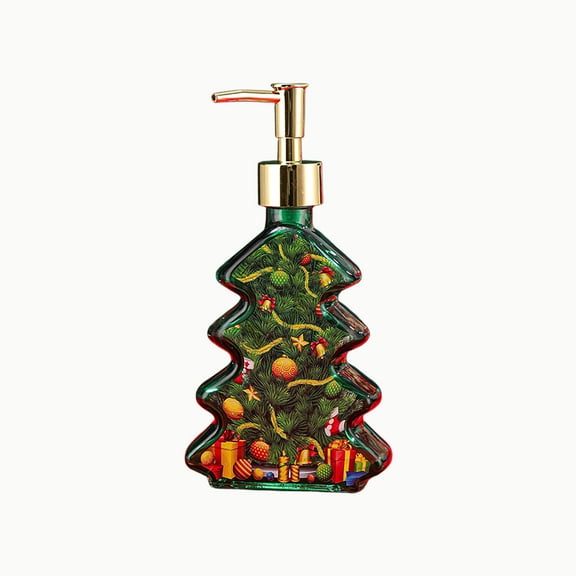 Eoozwa Christmas Tree Soap Dispenser Xmas Bathroom Decorative Accessories Glass Soap Dispenser with Pump Christmas Tree Shaped Bathroom Kitchen Decor for Hand Soap Shampoo Lotion
