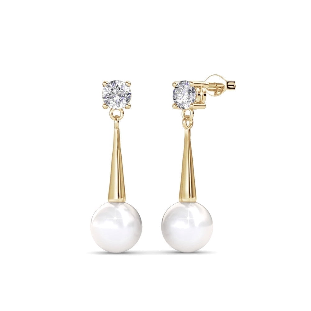 Cate & Chloe Tatum 18k Yellow Gold Plated Jewelry Set with Pearl and Swarovski Crystals for Women