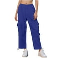 thumbnail image 3 of BODOAO Women's Cargo Sweatpants with Pockets High Waist Wide Leg Hiking Pants Casual Baggy Athletic Joggers Winter Fall Cargo Sweatpants Baggy Fleece High Waisted Joggers Pants Athletic Pants Blue Xl, 3 of 8