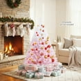 thumbnail image 4 of Costway 5 FT Artificial Christmas Tree with 456 Branch Tips & Folding Metal Stand White & Pink, 4 of 9