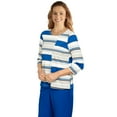 thumbnail image 3 of Alfred Dunner Womens Petite  Stripe Embellished Crew Neck Knit Top, 3 of 6