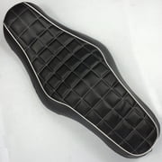 HTT Motorcycle Black Custom Driver Passenger 2-up Checks Style Leather Seat For 2010 2011 2012 2013 2014 2015 Harley Davidson XL1200X X48 X72