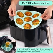 Clouxemli 2-Pack Silicone Egg Bite Molds for Air Fryer & Instant Pot – 8.45 Non-Stick 7-Cup Muffin Pan – Reusable Baking Tray for Breakfast Poachers, Brownies & Quiche (Pink & Green)