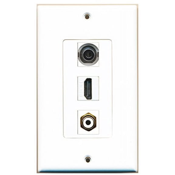 RiteAV - 1 Port HDMI 1 RCA White 1 3.5mm Wall Plate Decorative