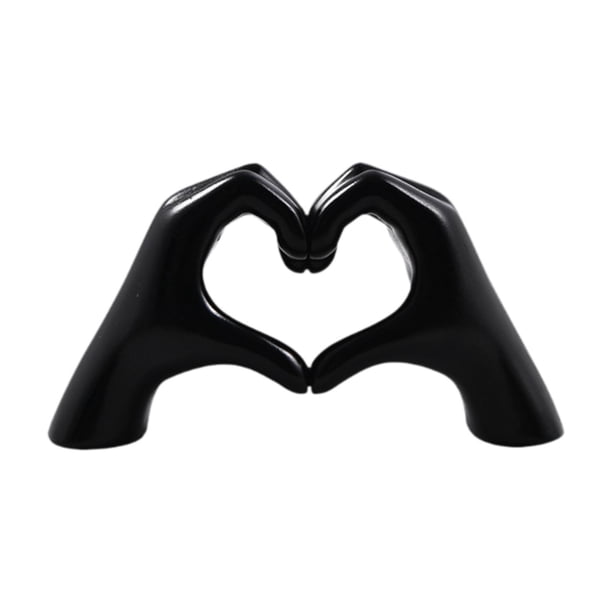 Escultura de mano de corazón, figura de gesto, regalo de cumpleaños, novedad, adorno de escritorio, estatua de de amor para Festival, dormitorio Negro