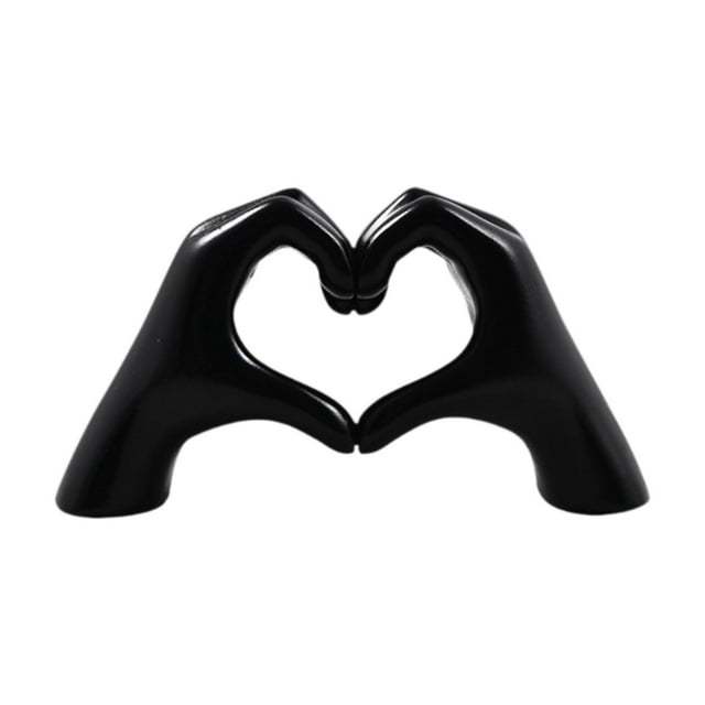Escultura de mano de corazón, figura de gesto, regalo de cumpleaños, novedad, adorno de escritorio, estatua de de amor para Festival, dormitorio Negro