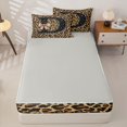 thumbnail image 4 of Homewish Cheetah Print Monogrammed Zipper Full Size Comforter Sets with Fitted Sheet and 2 Pillowcases, Initial D Letter Zipper Bedding Set, Gray Reversible, 4-Piece, 4 of 6