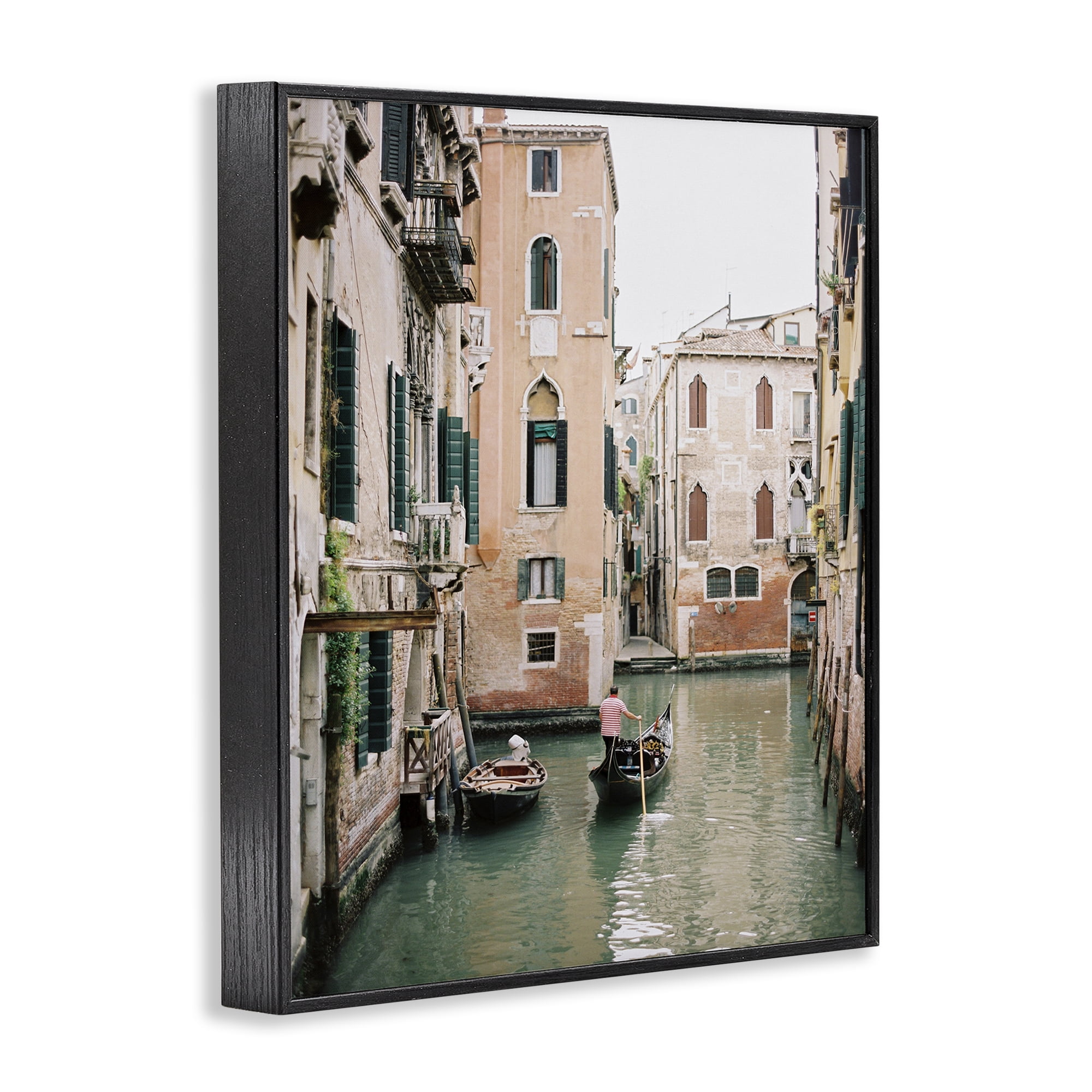 Stupell Industries Canal Gondolas Scene Town & City Photography Black Framed Art Print Wall Art, 16 x 20