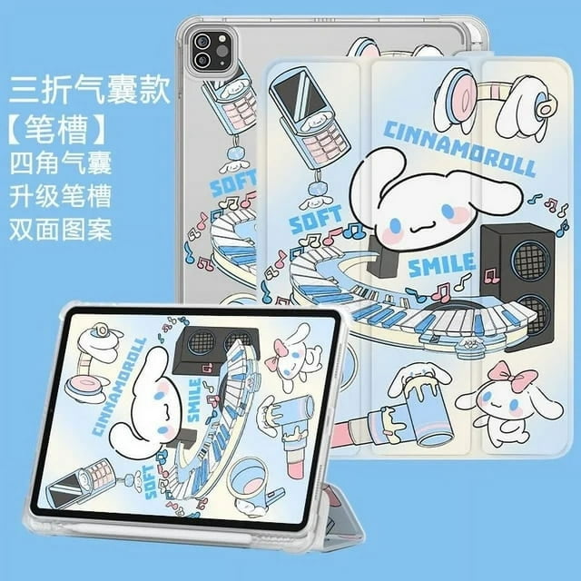 Sanrio Kawaii Kuromi Hello Kitty Étui de Protection pour IPad Air 5 4 Tablette Pro Mignon Cinnamoroll Graphique Tri-Fold