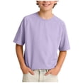 thumbnail image 2 of Atogsazn Kids Boys Summer T-shirt Children Casual Crew Neck Short Sleeve Tshirt Pullover Loose Fit Tops Tee Purple 7-8 Years Fashion, 2 of 6