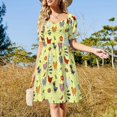 thumbnail image 4 of Vestido de manga corta con estampado de acuarela de flores silvestres de verano, vestidos de noche para mujer, vestidos de noche de lujo, 4 of 7
