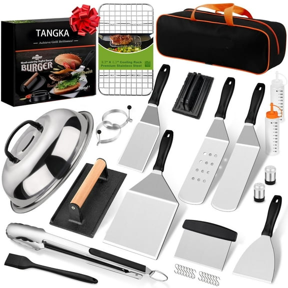 33 PCS Griddle Accessories Kit，Flat Top Grill Accessories Set for Blackstone,Camp Chef Professional Griddle Grill BBQ Spatula with Enlarged Spatulas,Basting Cover,Scraper