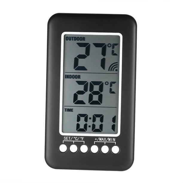 ABS Intérieur Thermomètre sans fil Horloge Thermomètre numérique